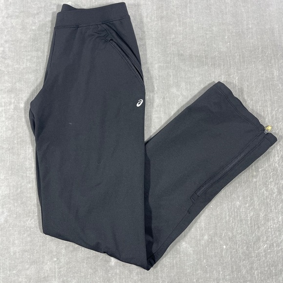 Asics Women's Small Black Running Pants Zip Pocket Athletic Workout - Picture 1 of 9